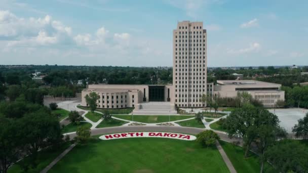 Breed Panoramisch North Dakota Hoofdstad Gebouw Bismarck — Stockvideo