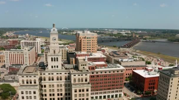 Über Davenport Iowa Waterfront City Center Downtown Uhd — Stockvideo