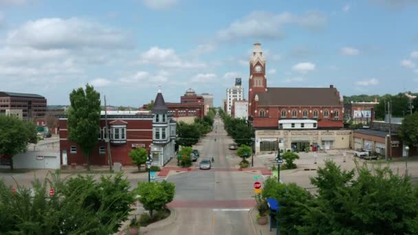Aerial Video Downtown City Center Moline Illinois — 비디오