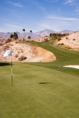 Cup Flag Golf Course Green Desert Palm Springs Vertical Mountain clipart