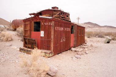 Demiryolu vagon Rhyolite hayalet kasaba Nevada ABD Ölüm Vadisi