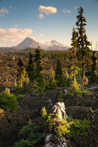 McKenzie passera tre systrar Cascade berg utbud Lava fält — Stockfoto
