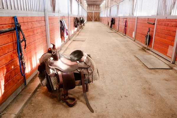 Saddle Center Path Horse Paddack Equestrian Riders Stable — Stock Photo, Image