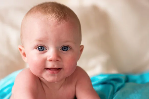 Close Up Portrait Young Blue Eyed Infant Boy Male Child — Stock Photo, Image