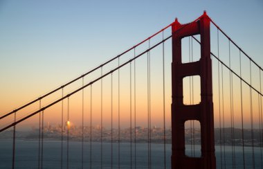 Günbatımı San Francisco Golden Gate Köprüsü Pasifik Okyanusu West Coast