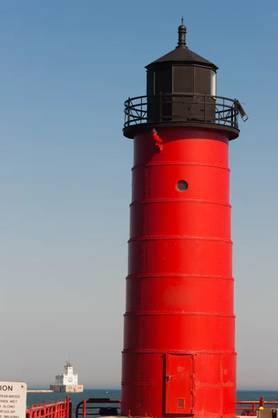 Milwaukee Pierhead világítótorony Michigan-tó móló könnyű tengeri jeladó — Stock Fotó