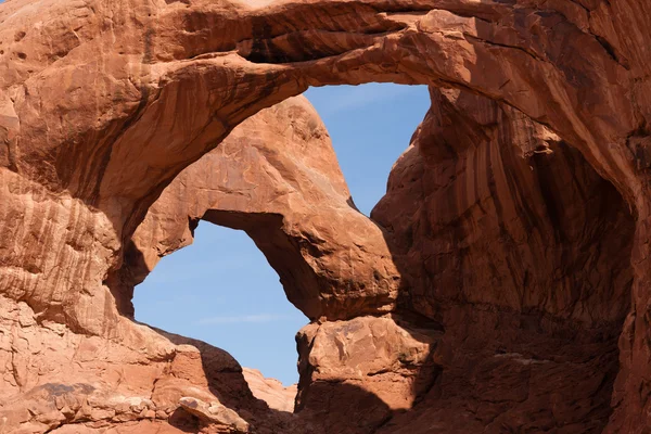 Arches National Park Rock Formations Double Window Arch — Stock Photo, Image