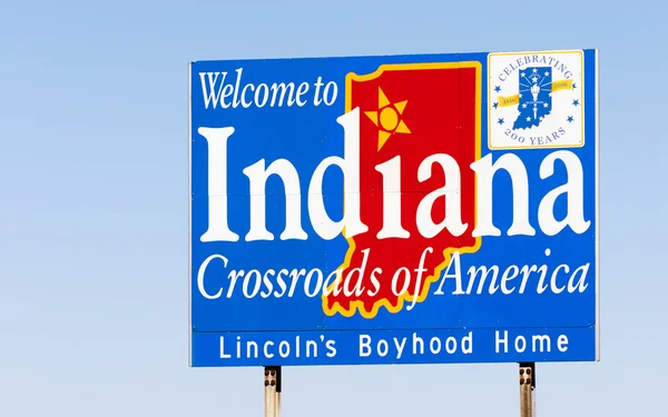 Bem-vindo ao Indiana Sign Crossroads of America — Fotografia de Stock