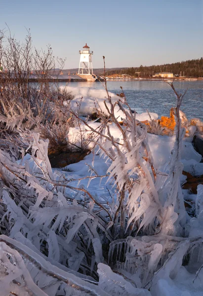 Grand Marais Light Lake Superior Cook County Minnesota EUA — Fotografia de Stock