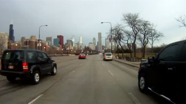 Pendlerverkehr Seeufer fahren Chicago illinois USA — Stockvideo