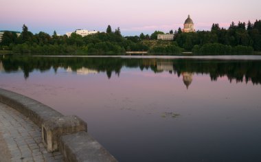 Hükümet sermaye Gölü Olympia Washington günbatımı Dusk