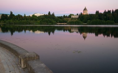 Government Building Capital Lake Olympia Washington Sunset Dusk clipart