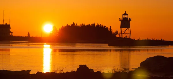 Morning Light Harbor Grand Marais Lighthouse Lake Superior Minne — Stock Photo, Image