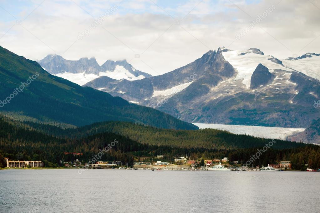 Ferry Boat View Leaving Ship Port Juneau Alaska United States