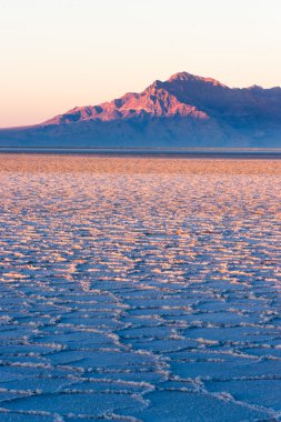Bonneville Salt Flats Rugged Western Mountain Range Sunset clipart