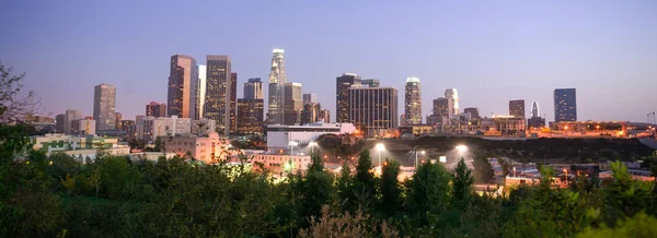 Puesta de sol de Los Angeles California centro ciudad horizonte — Foto de Stock