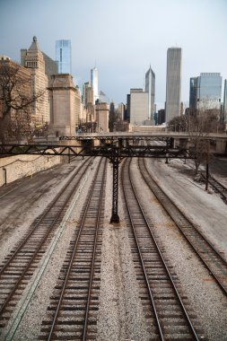 Şehir şehir manzarası Chicago Metro raylar