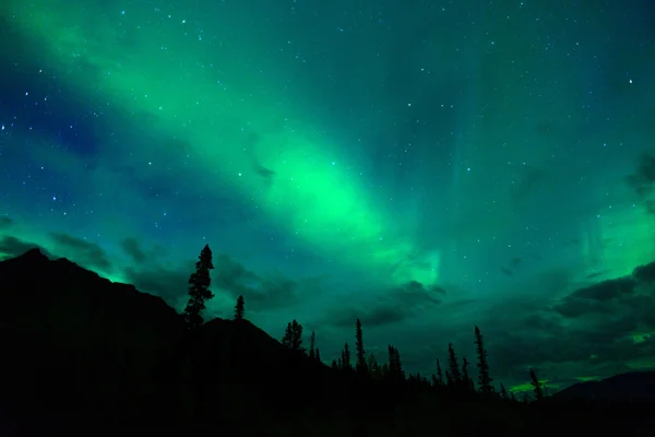 Wrangell Dağları Kuzey ışıkları Aurora Borealis Alaska gece — Stok fotoğraf