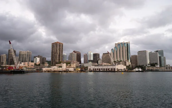 Night Falls Honolulu Downtown City Skyline Metropolis Hawaii Estados Unidos — Foto de Stock