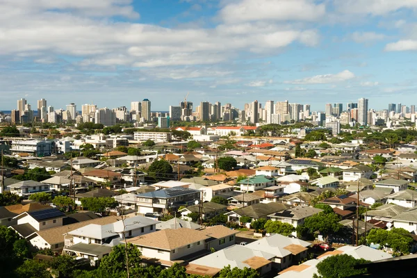 Honolulu Blue Skies Residential Homes Downtown City Skyline — Stockfoto