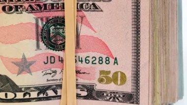 katlanmış wad elli dolar faturaları Amerikan para nakit ihale