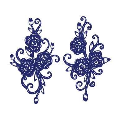 Çin kağıt, kesme çiçek kağıt kesme, illüstrasyon izole