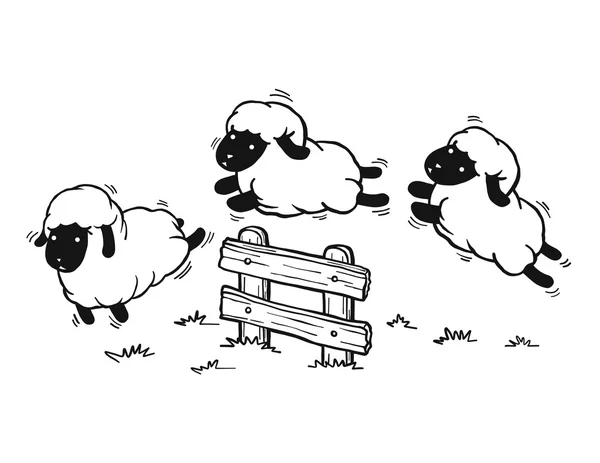 Skoky ovce, kreslený Vtipný ovce, izolované vektor — Stockový vektor