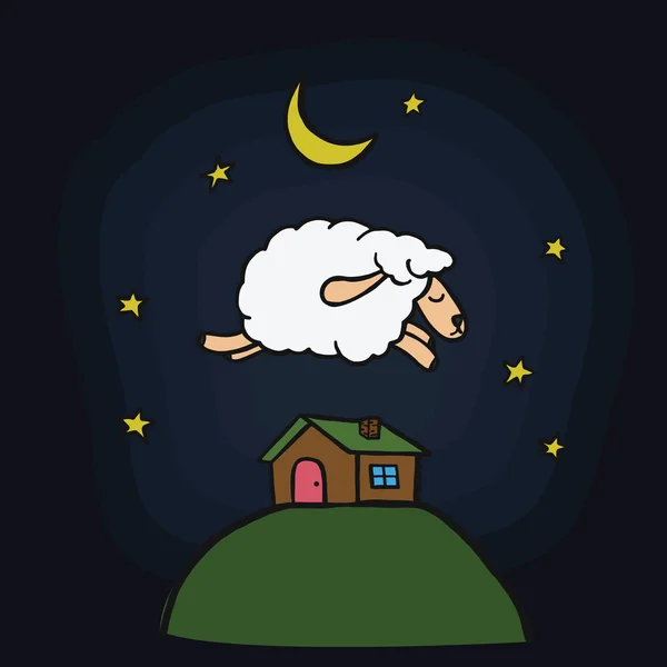 Ovelhas saltando, desenhos animados engraçados da ovelha, vetor isolado — Vetor de Stock