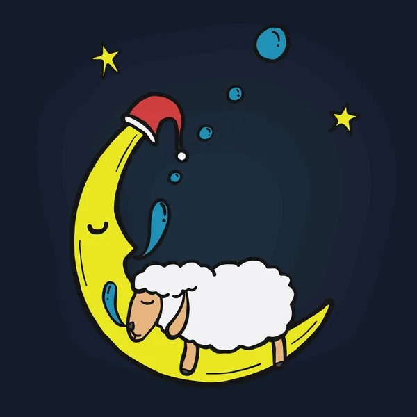 Slapen schapen, grappige schapen Cartoon, geïsoleerde vector — Stockvector