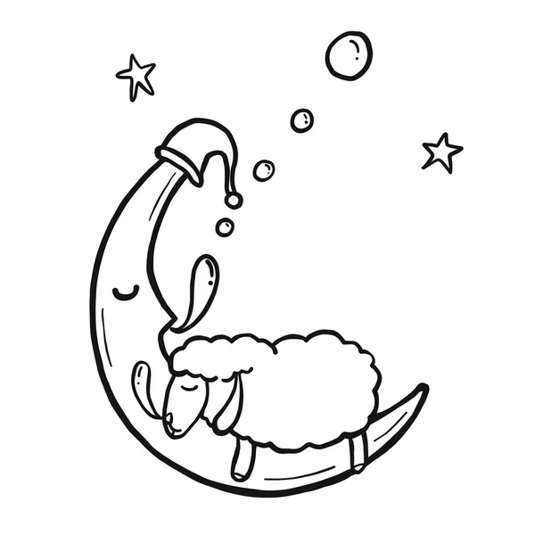 寝ている羊、羊の面白い漫画、分離ベクトル — ストックベクタ
