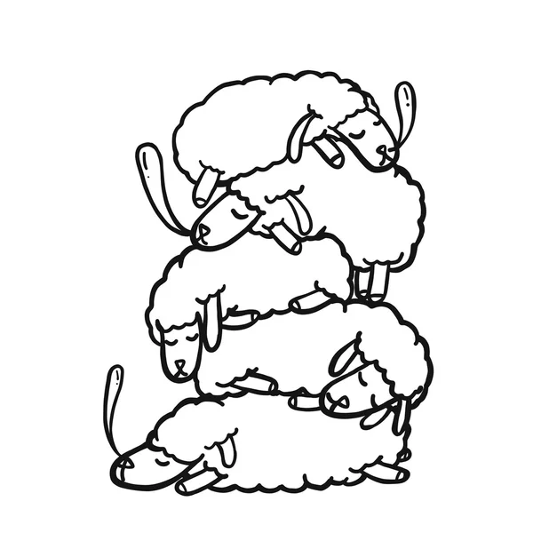 Spící ovce, vtipné kreslené ovce, izolované vektor — Stockový vektor
