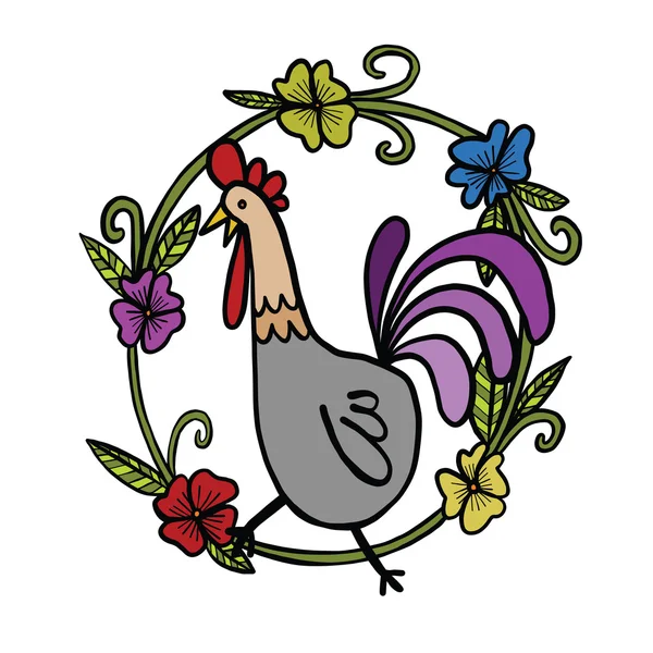 鶏花フレーム、孤立した図で描画 ロイヤリティフリーのストックイラスト