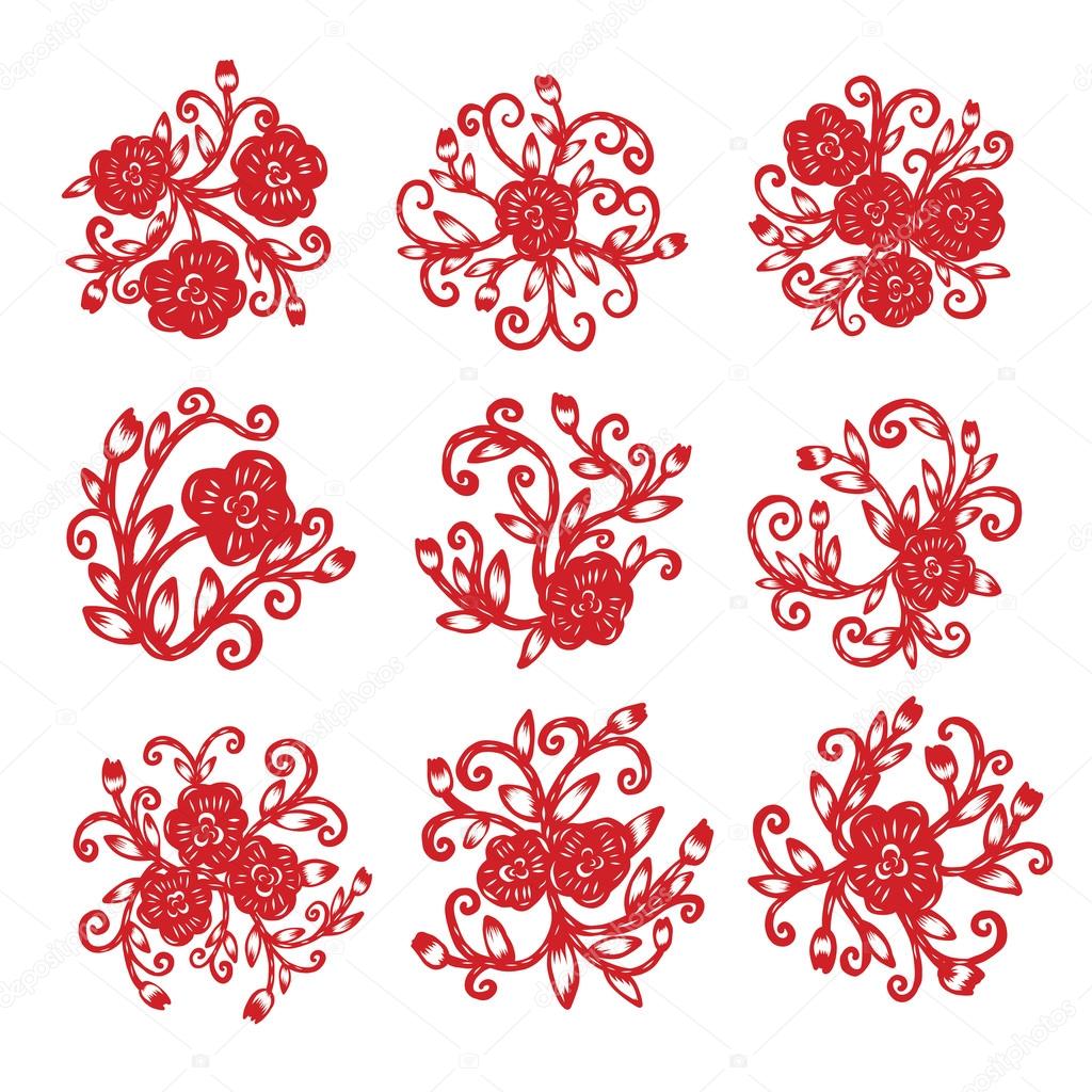 Download Chinese paper cutting, Flower paper cutting, isolated ...
