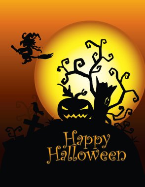 Mutlu Cadılar Bayramı kartı, kale Halloween kavramı