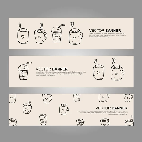 Coffee Cup Collection , Hand drawing style ,Isolated — Stock Vector