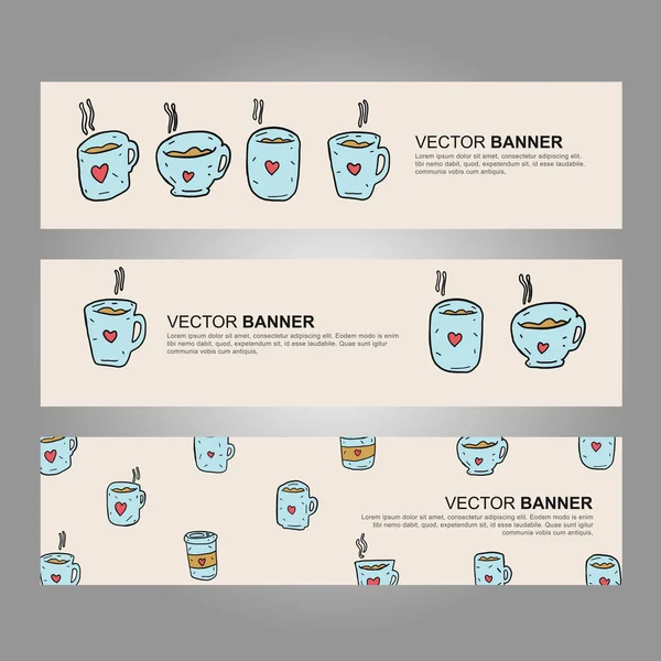 Coffee Cup Collection , Hand drawing style ,Isolated — Stock Vector