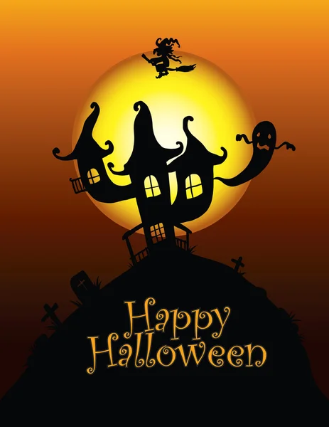 Biglietto di Halloween felice, Concetto di Halloween Castello — Vettoriale Stock