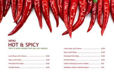 Kırmızı sıcak biber menü ile