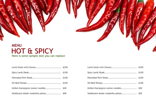 Red hot chili s menu — Stock fotografie