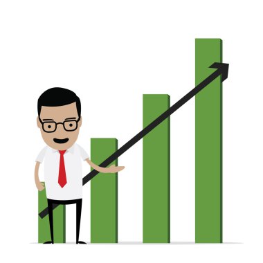 Hisse senedi grafiği ile işadamı