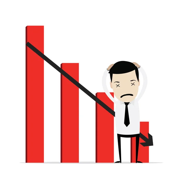 Üzletember, a tőzsdei grafikon — Stock Vector