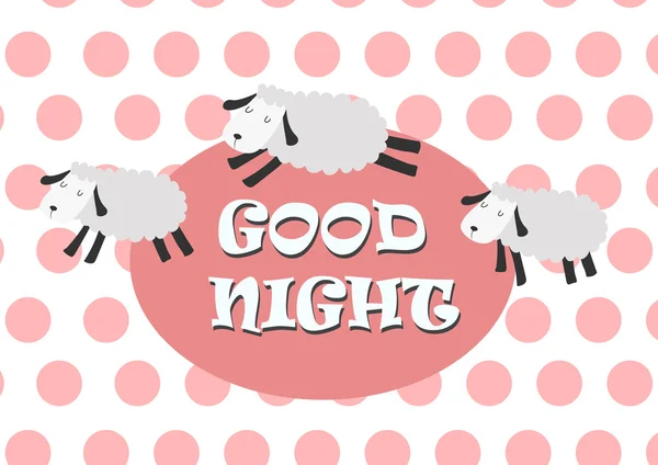 Schapen springen, goede nacht — Stockvector