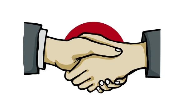 Poignée de main sur drapeau japonais — Image vectorielle