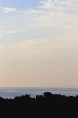 Deniz üzerinde ihale pembe günbatımı gökyüzü 