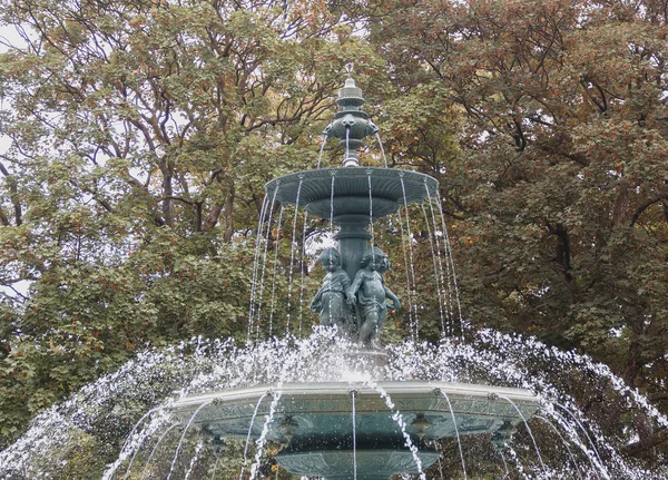 Fontana in autunno Parco di Ginevra — Foto Stock