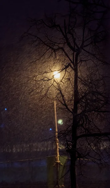 Schneesturm am Abend — Stockfoto