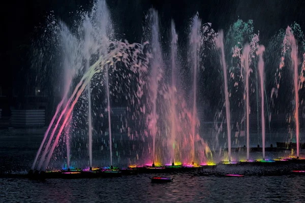 Illuminated musical fountain — Stock Photo, Image