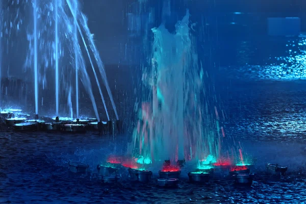 Beauty illuminated musical fountain — Stock Photo, Image