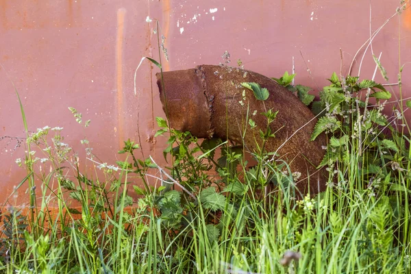 Rostig pipa i grönt gräs — Stockfoto