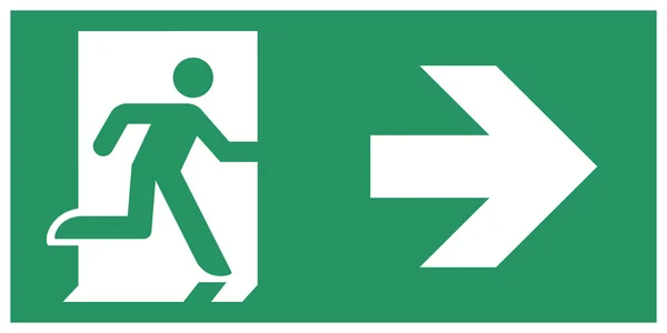 Знак безопасности, направление аварийного выхода — стоковый вектор